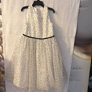 White & Black Confetti Tulle Girls' Party Dress